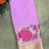 Light purple stripes border pure crepe mysore silk saree